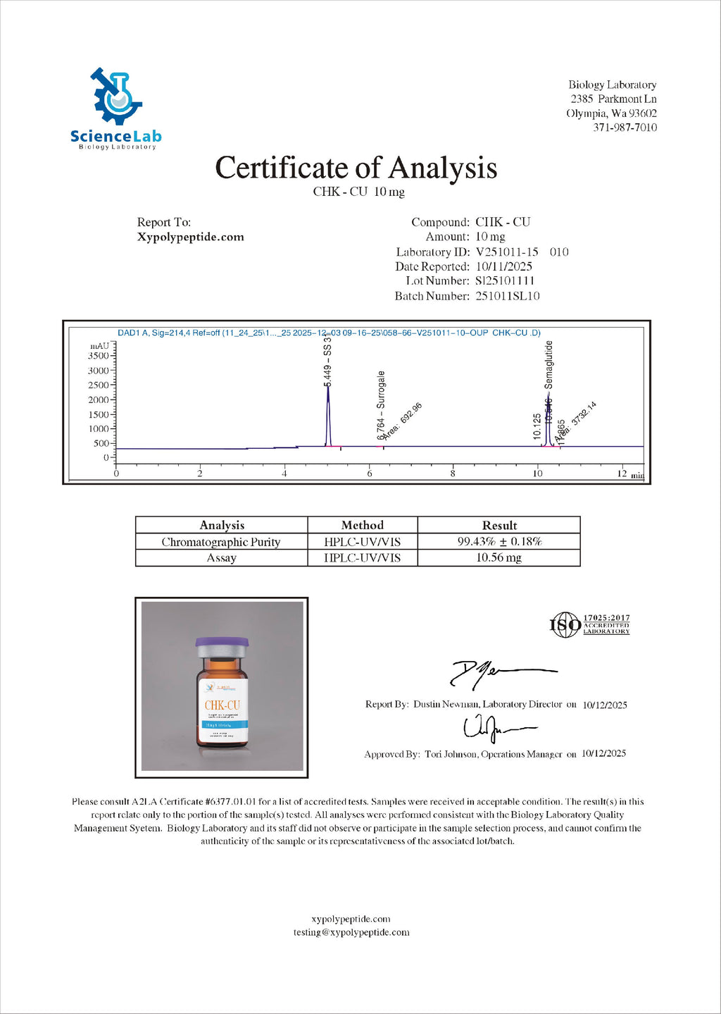 GHK-Cu Péptido de cobre 50Mg